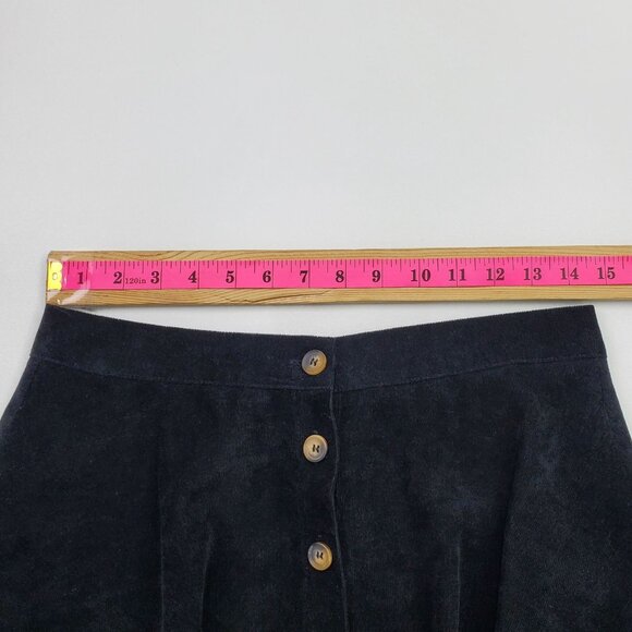 Corduroy Button Front Mini Skirt Black L Soft Flowy Stretch Grunge Fall 90s - Picture 12 of 13
